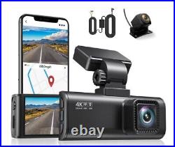 REDTIGER Front and Rear Dash Cam Wifi Free Hardwire Kit Dual Dash Camera