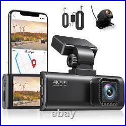 REDTIGER Front and Rear Dual Dash Camera Free Hardwire Kit 4K Dash Cam Wifi