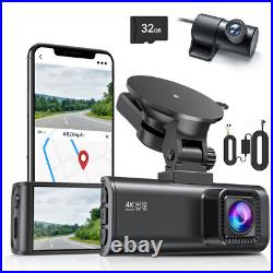 REDTIGER Front and Rear Free Hardwire kit Dash Cam WIFI 4K Dash Camera