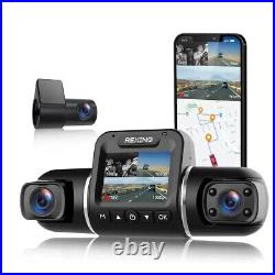 Rexing Dash Cam For Car Dashboard With 3 Channel Recording Front And Rear Camera