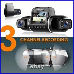 Rexing Dash Cam For Car Dashboard With 3 Channel Recording Front And Rear Camera