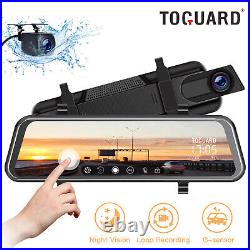 TOGUARD 10''1080P Mirror Dash Cam Front Front and Rear Video Camera Night Vision