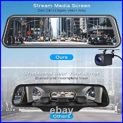 TOGUARD 1080P Mirror Dash Cam 10'' Touch Screen Front Rear Car Backup Camera
