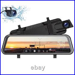 TOGUARD 1080P Mirror Dash Cam 10'' Touch Screen Front Rear Car Backup Camera