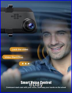 TOGUARD 12 2.5K Mirror Dash Cam Front Rear Dual Car Backup Camera Voice Control