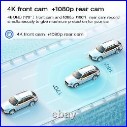 TOGUARD 12'' Mirror 4K GPS Dash Cam Front and Rear Backup Camera Night Vision