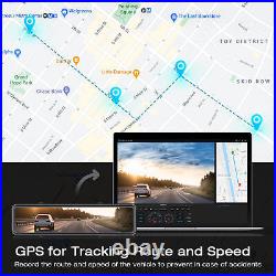 TOGUARD 12'' Mirror 4K GPS Dash Cam Front and Rear Backup Camera Night Vision