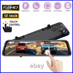 TOGUARD 12 Mirror Dash Cam Car DVR Video Recorder with Front and Rear Camera