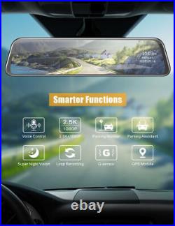 TOGUARD 12 Touch Screen Mirror Dual Dash Cam 2.5K Front and Rear Backup Camera