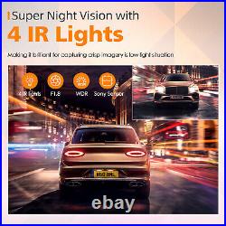 TOGUARD 3 Channel WiFi Dash Cam 4K Front 1080P Rear Cabin Camera GPS NightVision