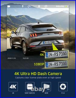 TOGUARD 4K Dash Cam GPS Car DVR Camera WIFI Dual Front Inside Cabin Night Vision