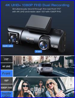 TOGUARD 4K Dash Cam GPS Car DVR Camera WIFI Dual Front Inside Cabin +NightVision
