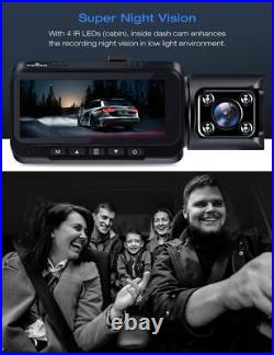 TOGUARD 4K Dash Cam GPS Car DVR Camera WIFI Dual Front Inside Cabin +NightVision