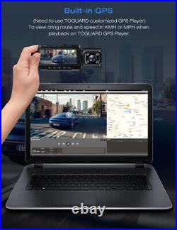TOGUARD 4K Dual Dash Cam Front + Inside GPS WiFi 2160P+1080P Car DVR dash Camera