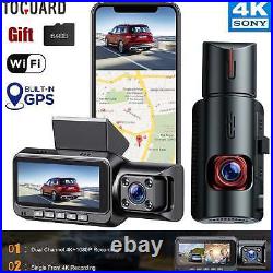 TOGUARD 4K Dual Lens Dash Cam Front and 1080P Inside Cabin GPS Car DVR Camera UK
