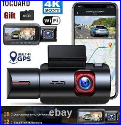 TOGUARD WIFI 4K Dual GPS Dash Cam Front and Inside Night Vision Car Camera Taxi