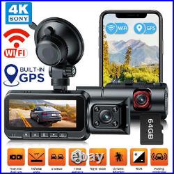 TOGUARD WIFI GPS 4K Dual Dash Cam Front and Inside Car Camera Night Vision 64GB