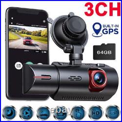 TOGUARD WIFI GPS Dash Cam 4K 1080P Front Inside and Rear Car Camera Night Vision