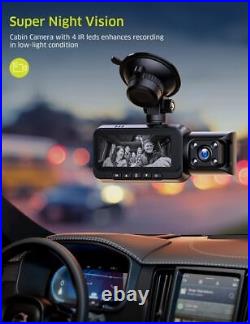 TOGUARD WiFi GPS Dual Dash Cam 4K Front 1080P Cabin Car DVR Camera Night Vision