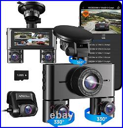 V7 360° Dash Cam, 4 Channel Quad Camera FHD 1080Px4 Front, Left, Right and Rear