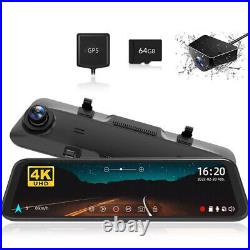 WOLFBOX 12Mirror Dash Cam 4K+1080P Front and Rear Dash Camera Car Video Camera