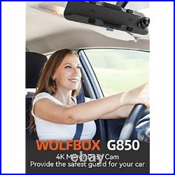 WOLFBOX 4K+1080P Dash Cam Mirror Camera Front and Rear Dashcam Parking Monitor