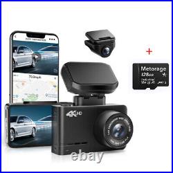 WOLFBOX 4K D07+128GB Car Dash Cam with WiFi GPS Front and Rear Mini Dash Camera