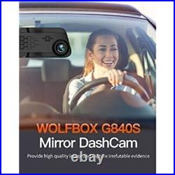 WOLFBOX 4K Dash Cam 12'' Mirror Front and Rear Dual Cameras View For Car Monitor