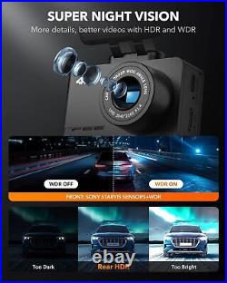 WOLFBOX 4K Dual Dash Camera Front & Rear Dash Cam Built-in WiFi&GPS With32GB Card