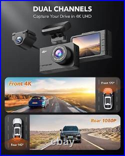WOLFBOX 4K Dual Dash Camera Front and Rear Dash Cam Built-in WiFi&GPS for Cars