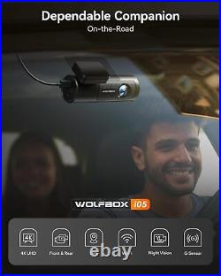 WOLFBOX Dash Cam 4K Front and Rear Dash Camera WiFi GPS with Free SD Card