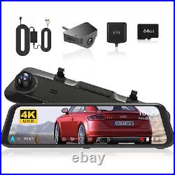 WOLFBOX Dash Mirror Cam G850 4K Dual Front and Rear Camera Parking Monitor Dash