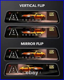 WOLFBOX G840S 12 4K Mirror Dash Cam Front and Rear View Dual Cameras Free SD