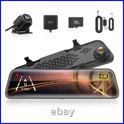 WOLFBOX G840S 12 4k Mirror Dash Cam Front and Rear View Dual Cameras Free SD