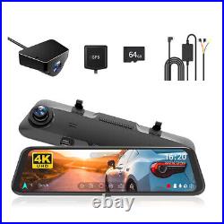 WOLFBOX G850 4K Dash Mirror Cam Dual Front and Rear Camera Parking Monitoring
