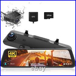 WOLFBOX G850 Mirror Dash Cam Dual Front and Rear Cam 4K 12'' Night Vision Camera