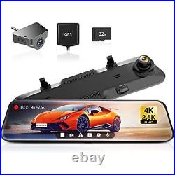 WOLFBOX G900 Mirror Camera Front and Rear 4K+2.5K Car Dash Cam with Free Card