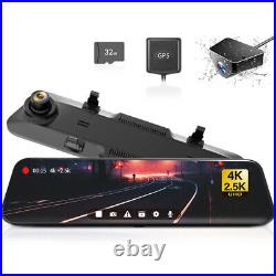 WOLFBOX Mirror Rear View Camera Dash Cam Front and Rear 4K+2.5K Free 32GB Card