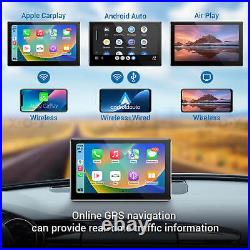 Wireless CarPlay Android Auto Dash Cam 7 Inch 4.0K UHD Front & Rear Camera Voice
