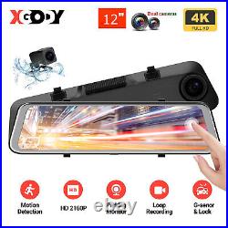 XGODY 12 4K Dash Cam Mirror GPS Car DVR Front and Rear Camera HD Video Recorder