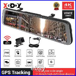 XGODY 12'' Lens GPS Mirror Car Dash Cam Touch Screen Dual Front and Rear Camera