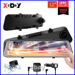 XGODY 4K Touch Dash Cam Mirror Car DVR GPS Front and Rear Dual Camera Recorder