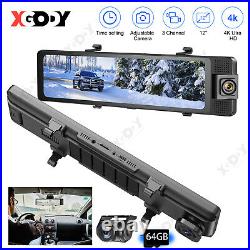 XGODY Car Video Camera Recorder Front And Back Cabin Dash Cam Loop Recorder 12